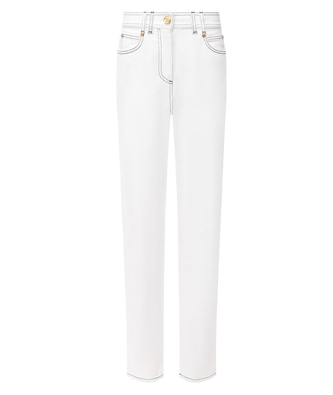 BALMAIN Белые хлопко-леновые джинсы слим, фото 1