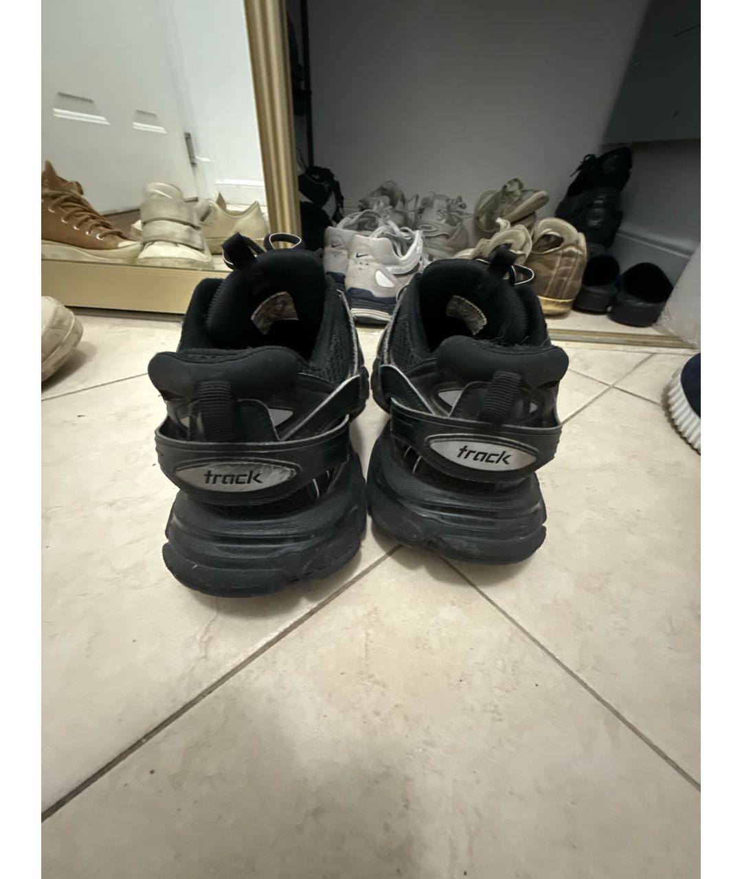 BALENCIAGA Черные низкие кроссовки / кеды из искусственной кожи, фото 4