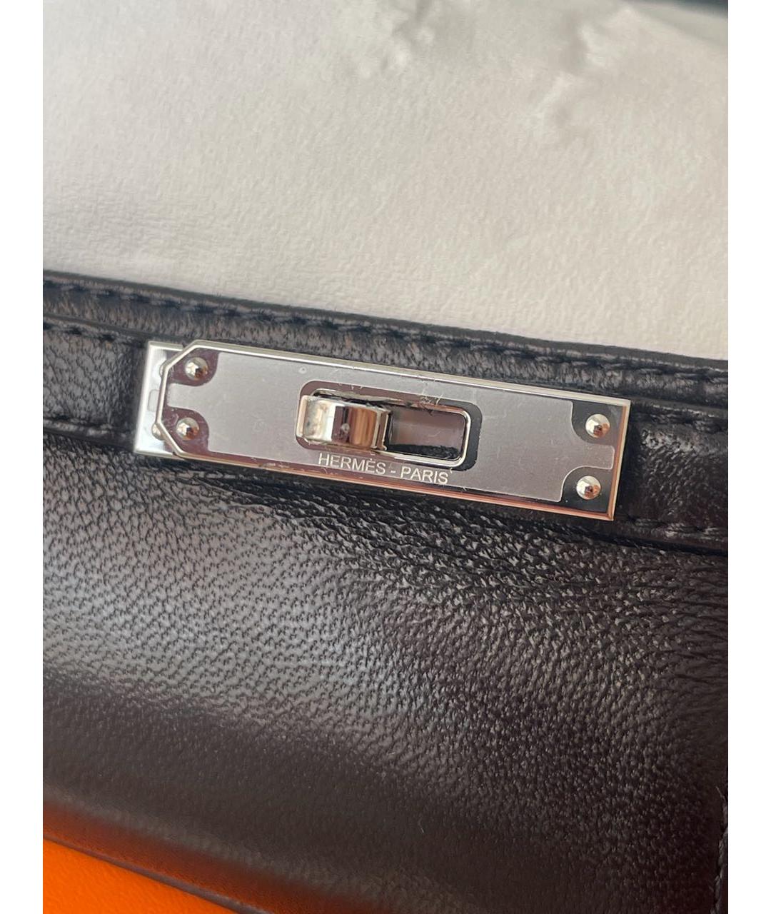 HERMES Черные кожаные лодочки на низком каблуке, фото 7