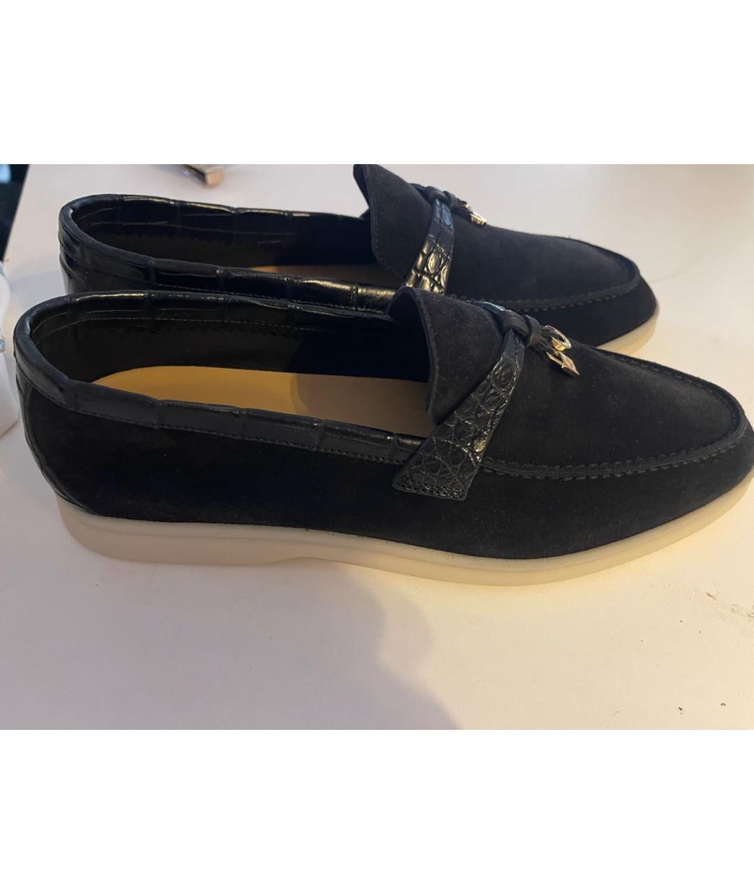 LORO PIANA Черные лоферы из экзотической кожи, фото 5