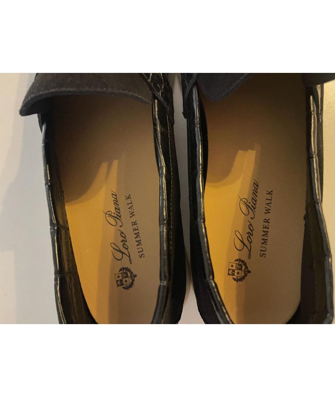 LORO PIANA Черные лоферы из экзотической кожи, фото 4