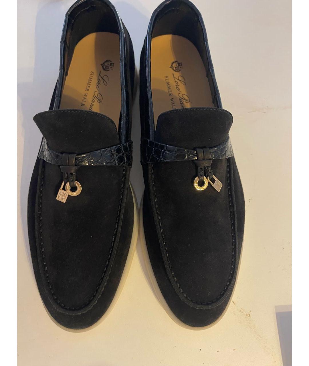 LORO PIANA Черные лоферы из экзотической кожи, фото 2