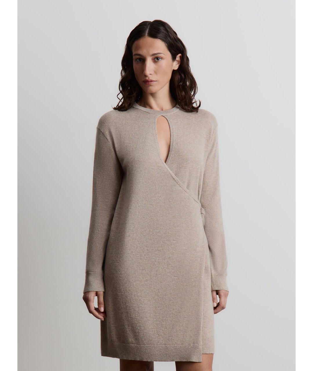 12 STOREEZ Бежевое кашемировое повседневное платье, фото 2