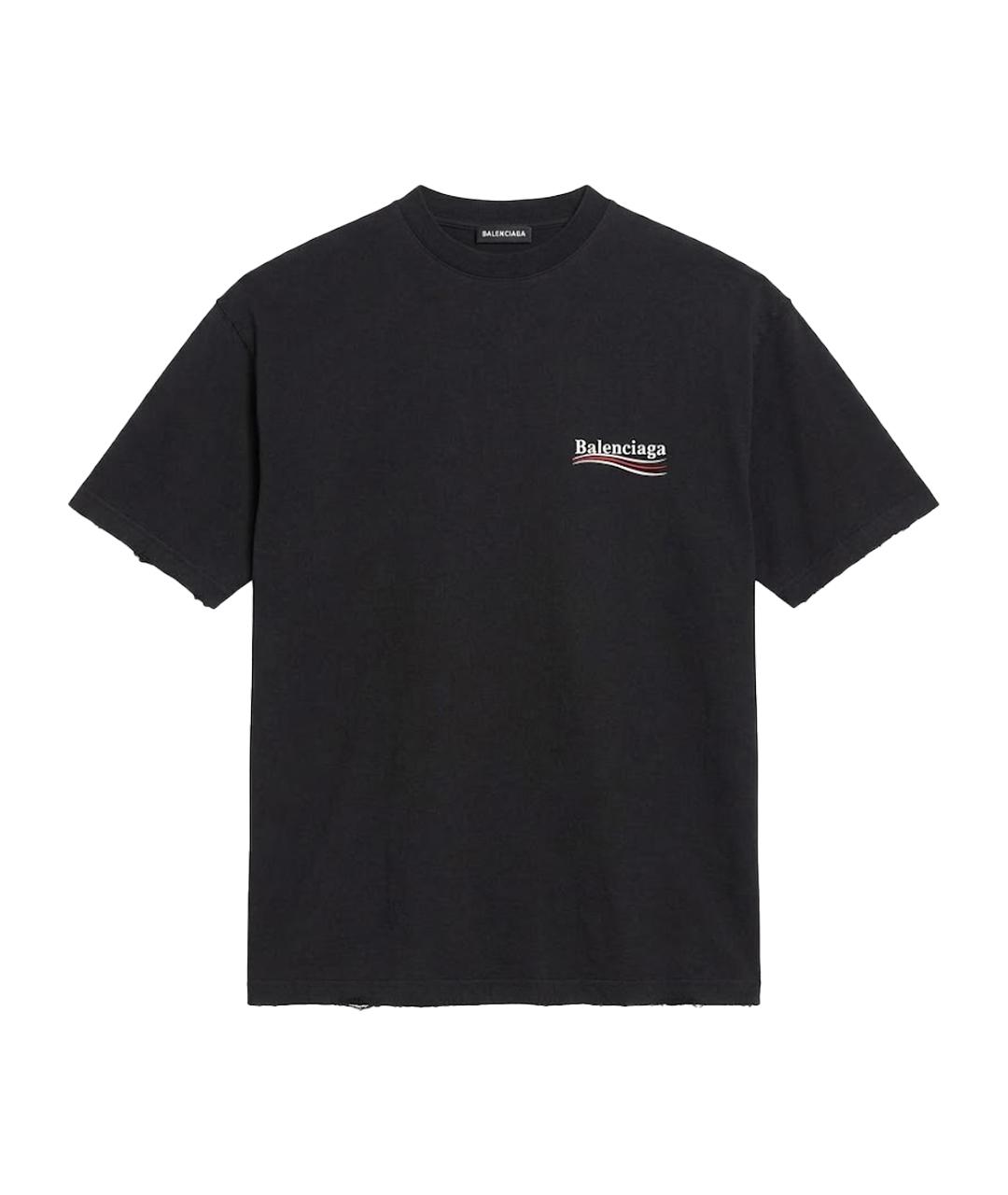 BALENCIAGA Черная хлопковая футболка, фото 1