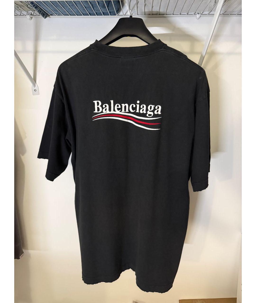 BALENCIAGA Черная хлопковая футболка, фото 2