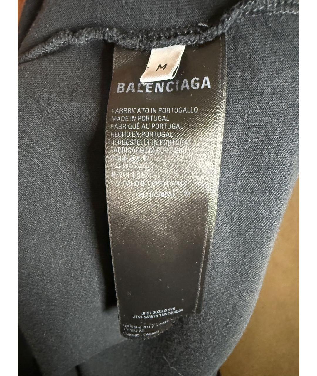 BALENCIAGA Черная хлопковая футболка, фото 4