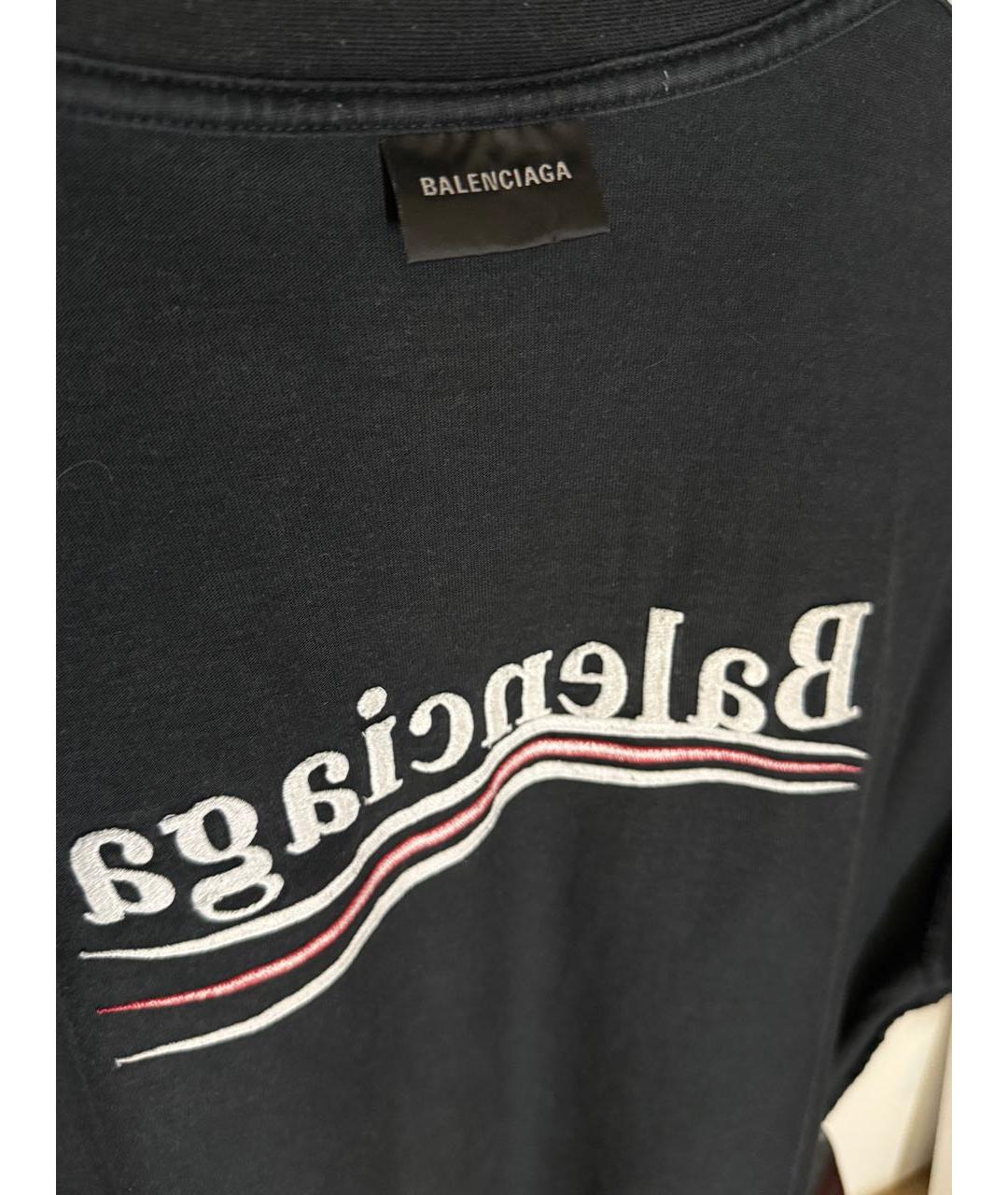 BALENCIAGA Черная хлопковая футболка, фото 3