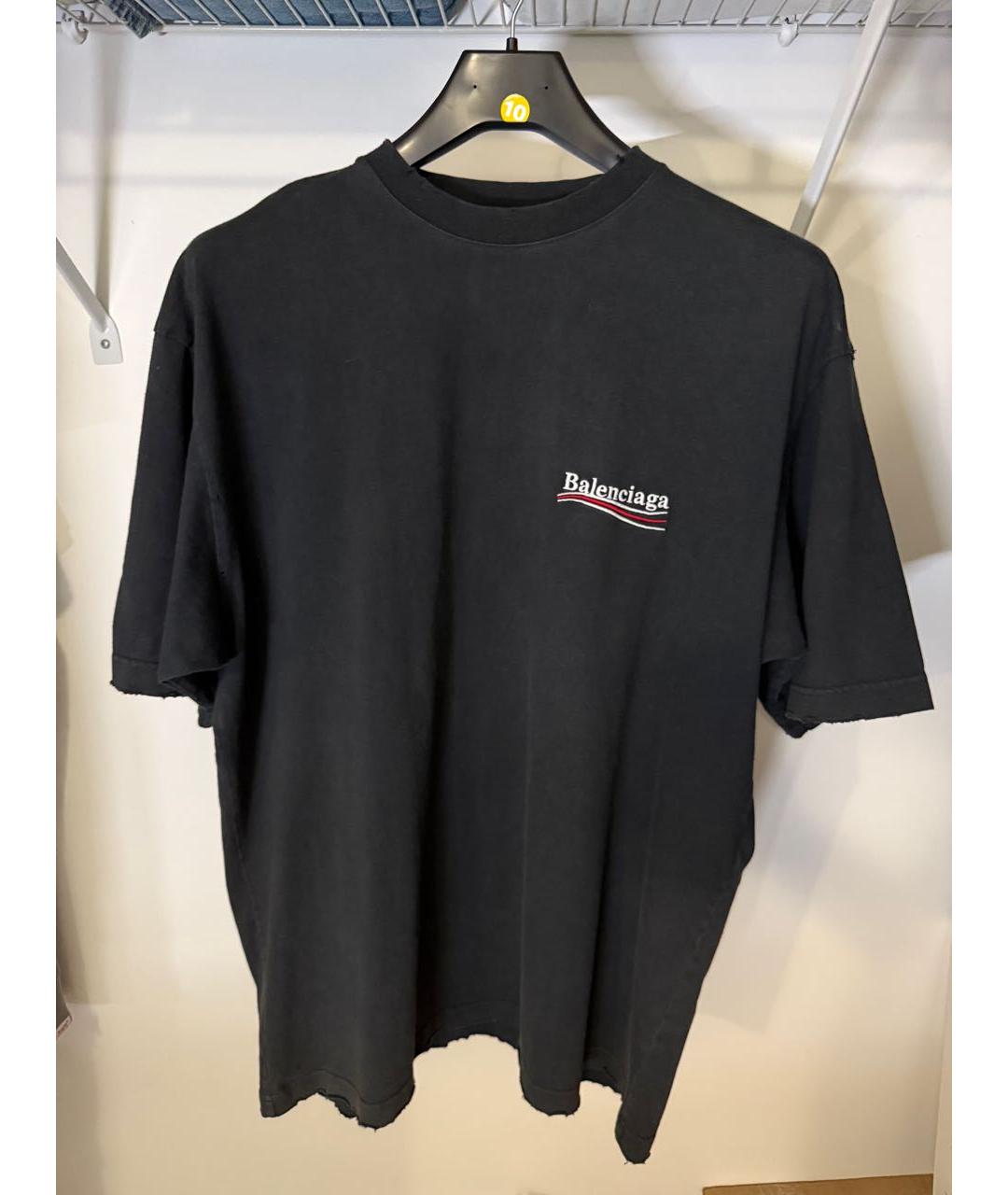 BALENCIAGA Черная хлопковая футболка, фото 5