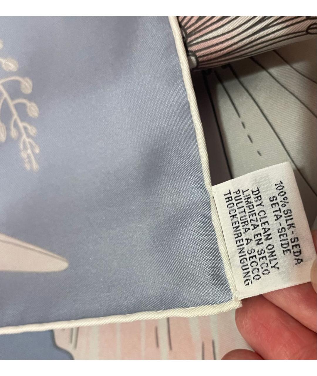 HERMES Голубой шелковый платок, фото 4