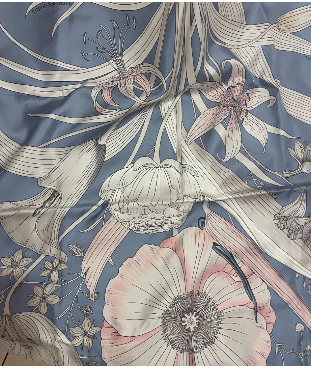 HERMES Голубой шелковый платок, фото 2