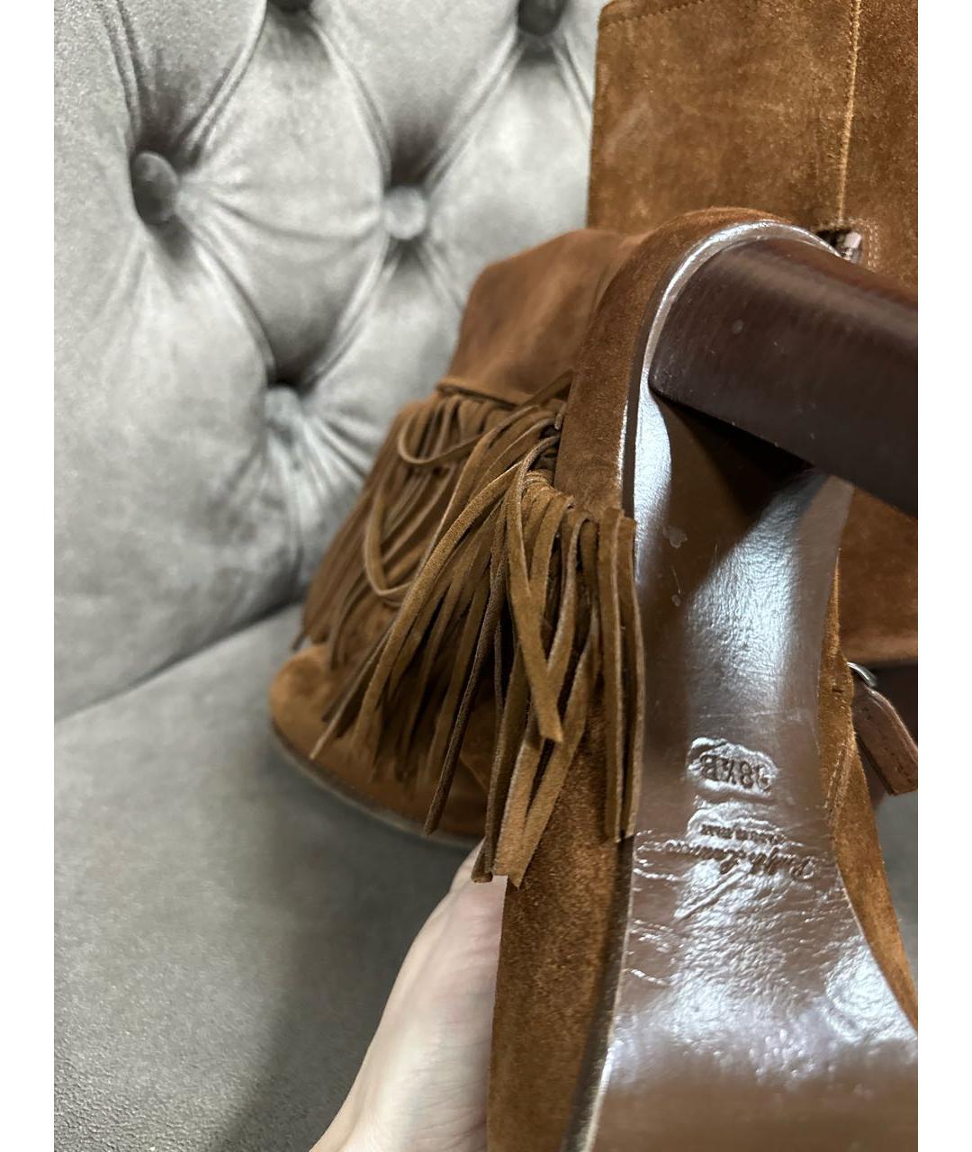 RALPH LAUREN Коричневые замшевые ботильоны, фото 5