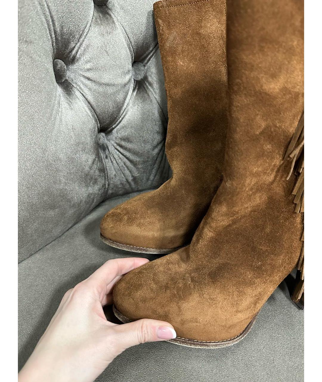 RALPH LAUREN Коричневые замшевые ботильоны, фото 2