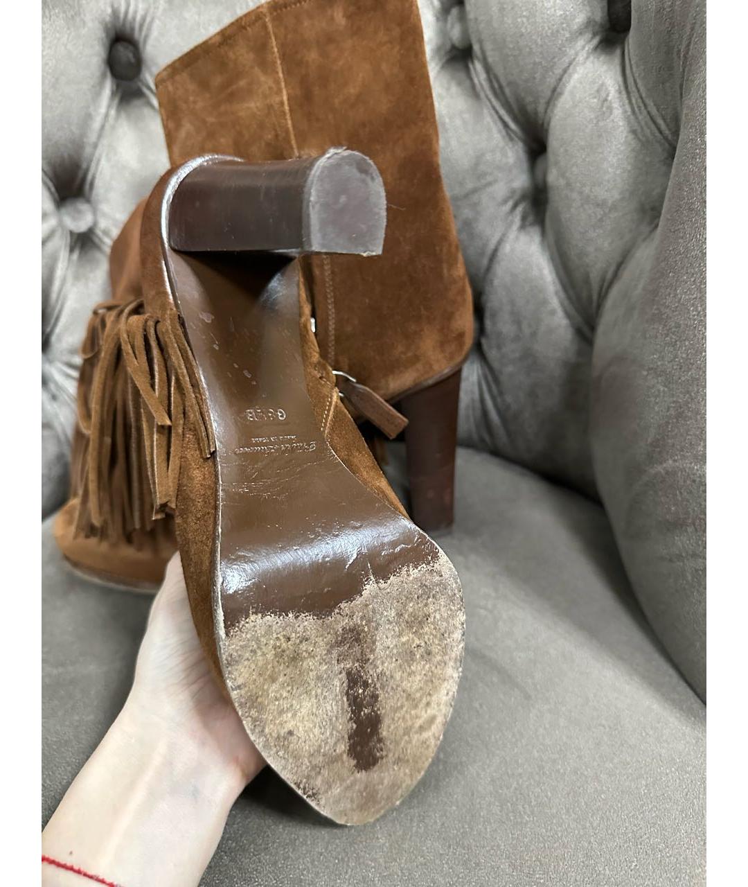 RALPH LAUREN Коричневые замшевые ботильоны, фото 4