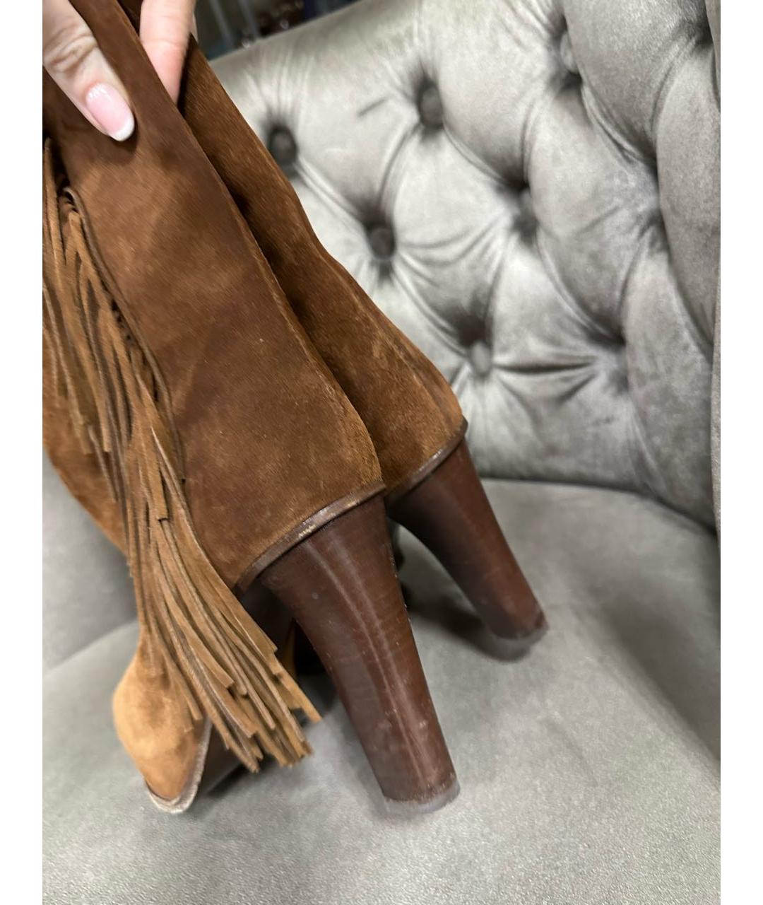 RALPH LAUREN Коричневые замшевые ботильоны, фото 3