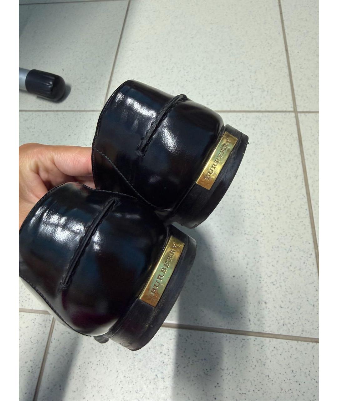 BURBERRY Черные кожаные лоферы, фото 4