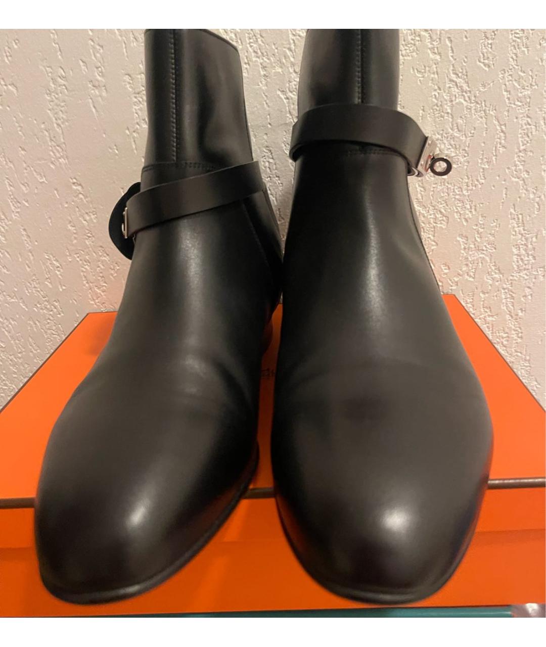 HERMES Черные кожаные ботинки, фото 2