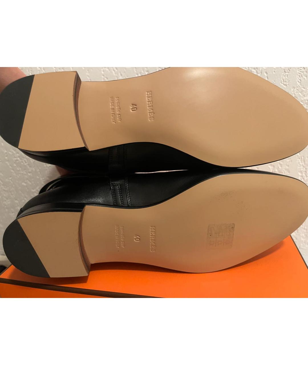 HERMES Черные кожаные ботинки, фото 5