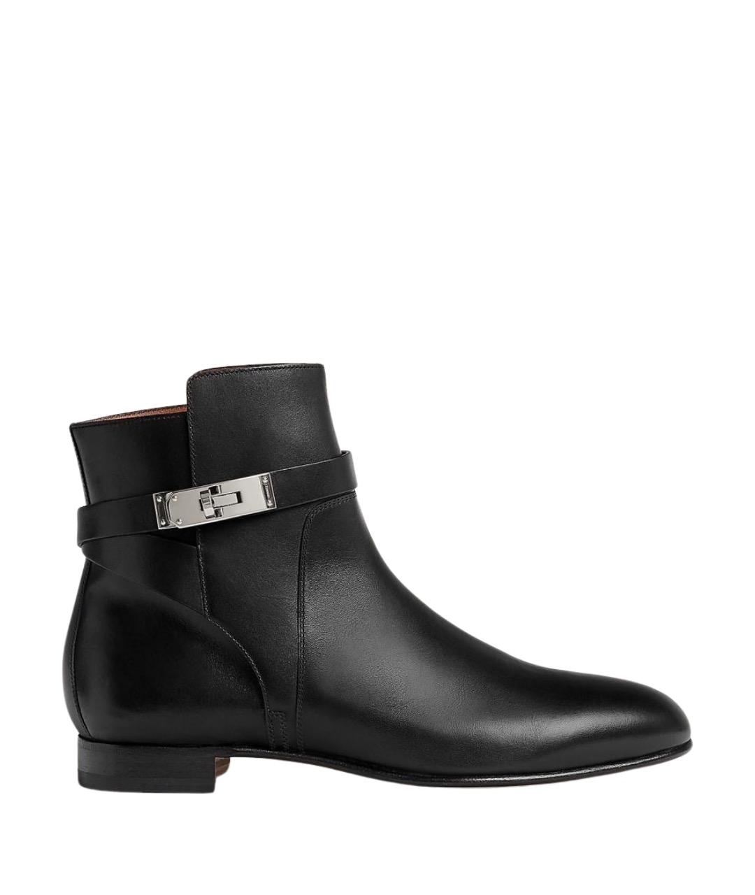 HERMES Черные кожаные ботинки, фото 1