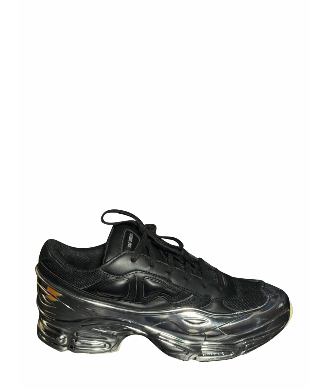 ADIDAS X RAF SIMONS Черные текстильные низкие кроссовки / кеды, фото 1