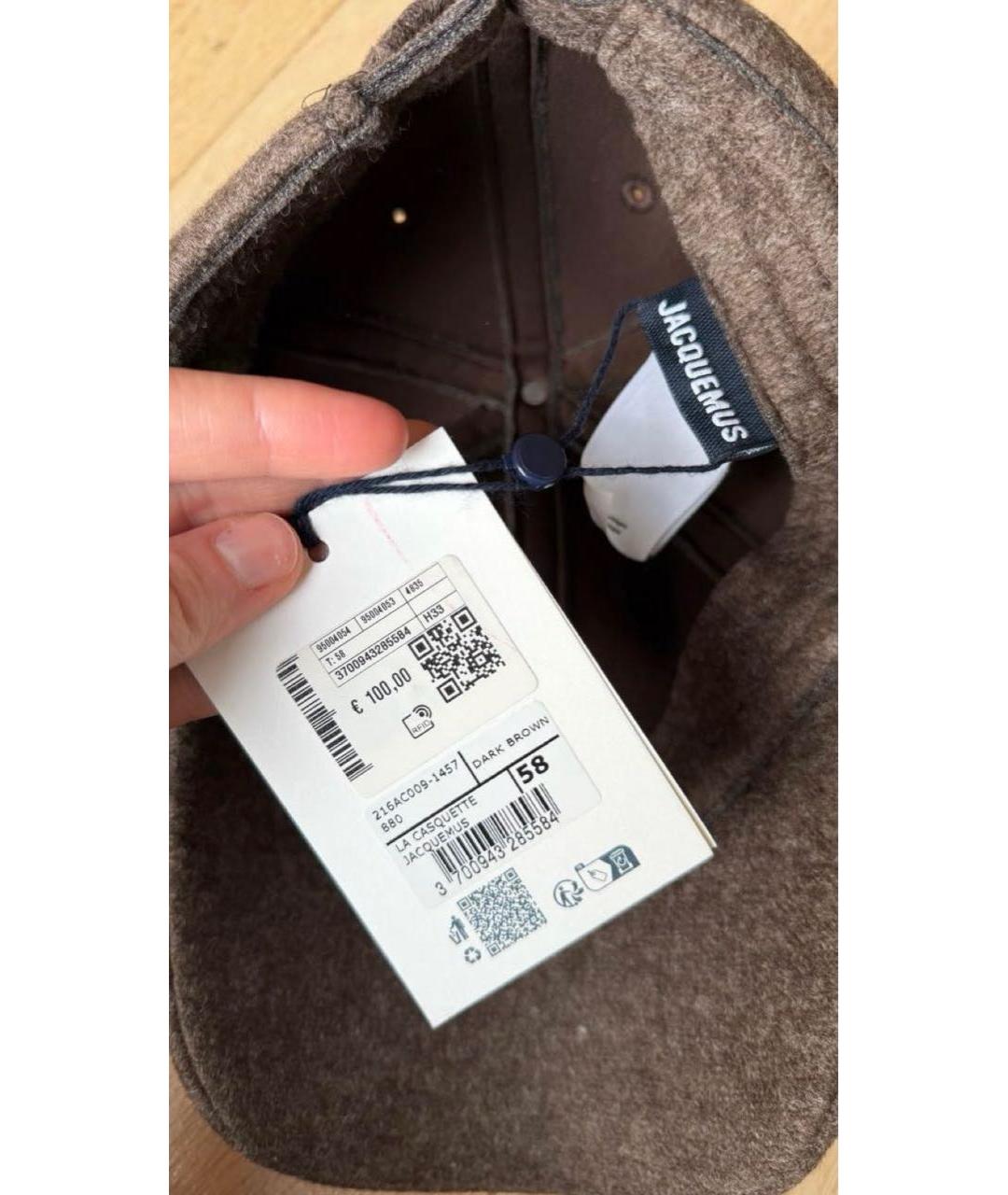 JACQUEMUS Коричневая шерстяная кепка, фото 4