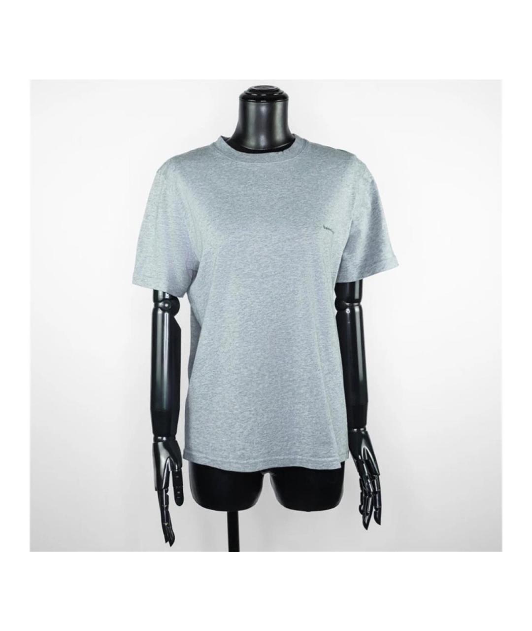 BALENCIAGA Серая хлопковая футболка, фото 3