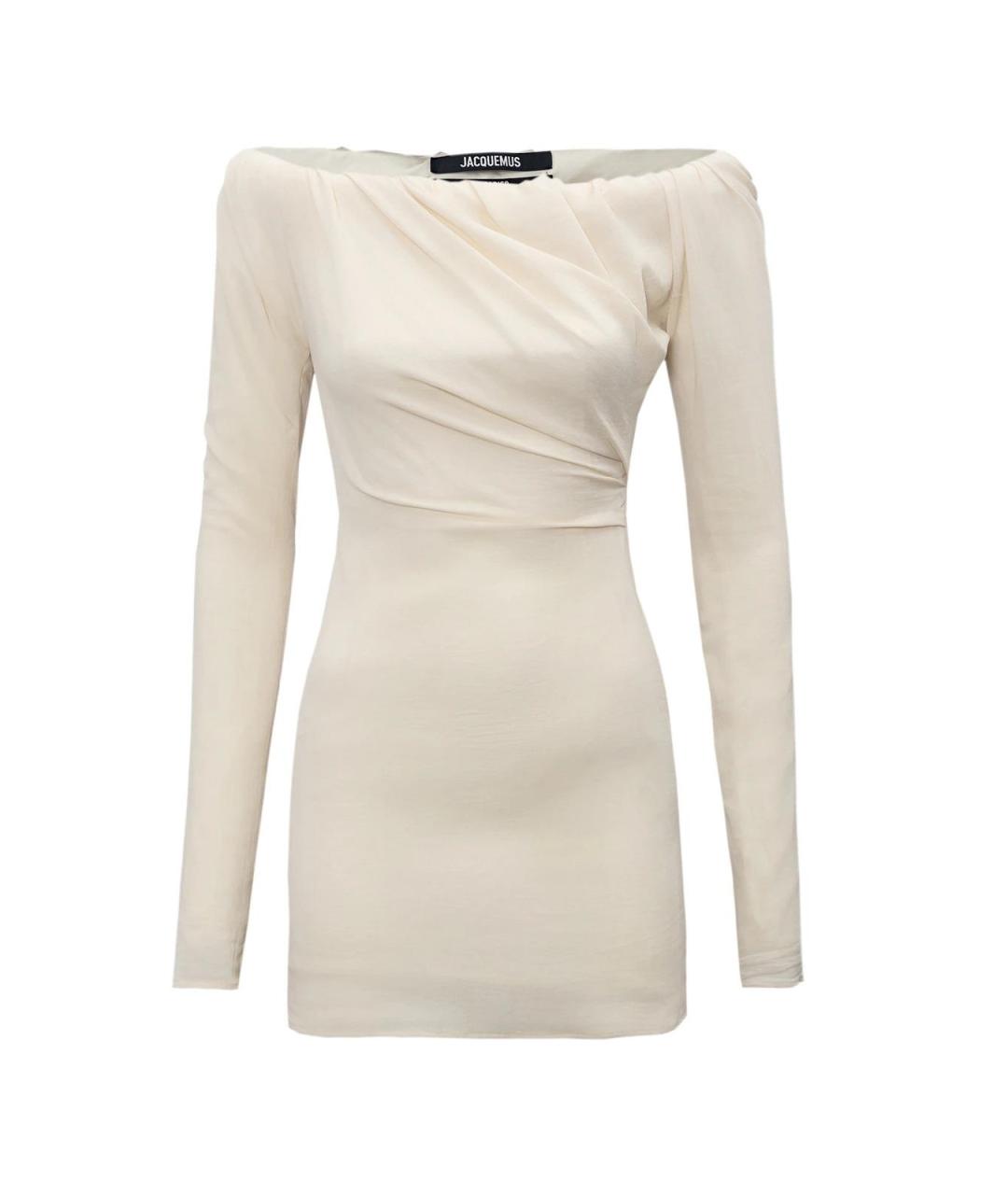 JACQUEMUS Бежевое шелковое повседневное платье, фото 1