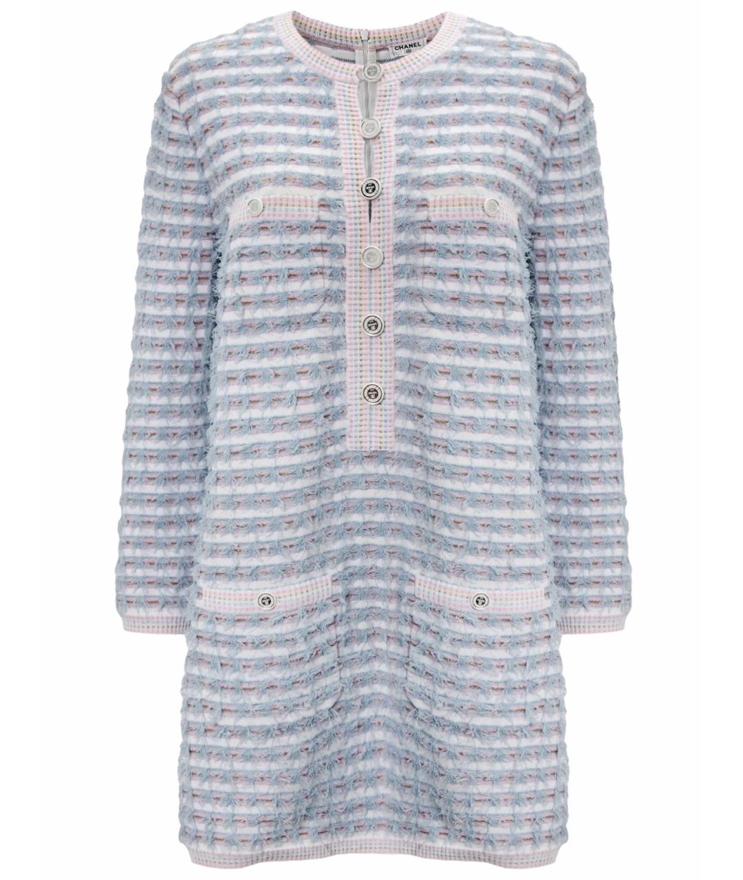 CHANEL Голубое вискозное повседневное платье, фото 1