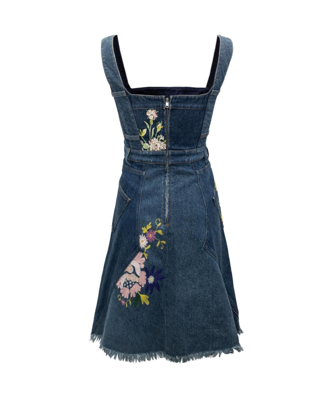 ALEXANDER MCQUEEN Синее хлопковое повседневное платье, фото 2