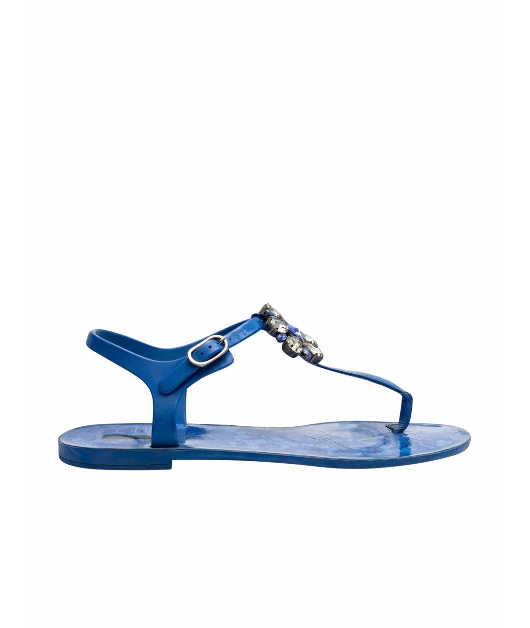 DOLCE&GABBANA Синие резиновые сандалии, фото 1