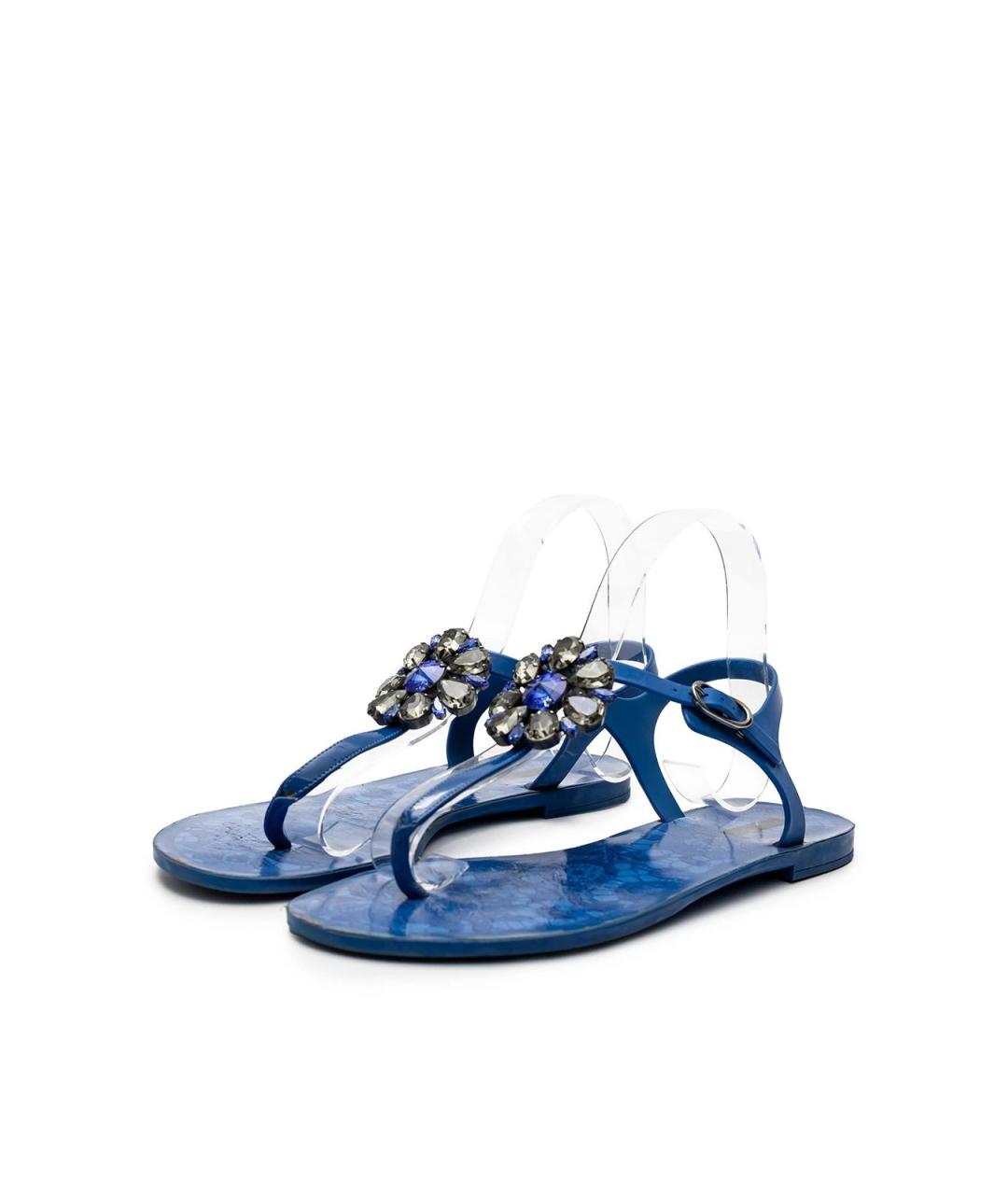 DOLCE&GABBANA Синие резиновые сандалии, фото 2