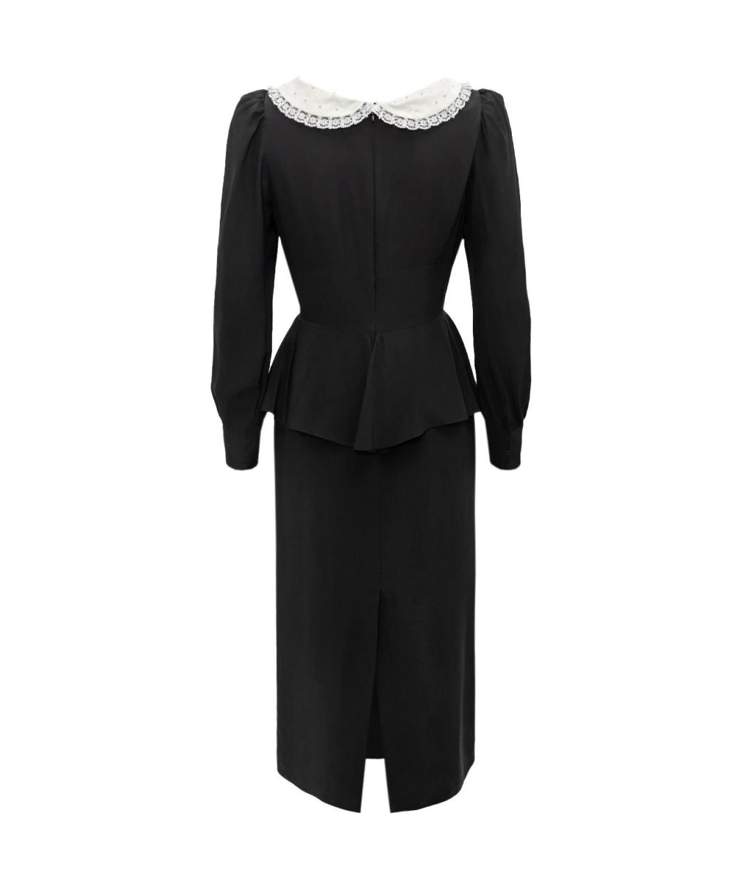 ALESSANDRA RICH Черное шелковое повседневное платье, фото 2