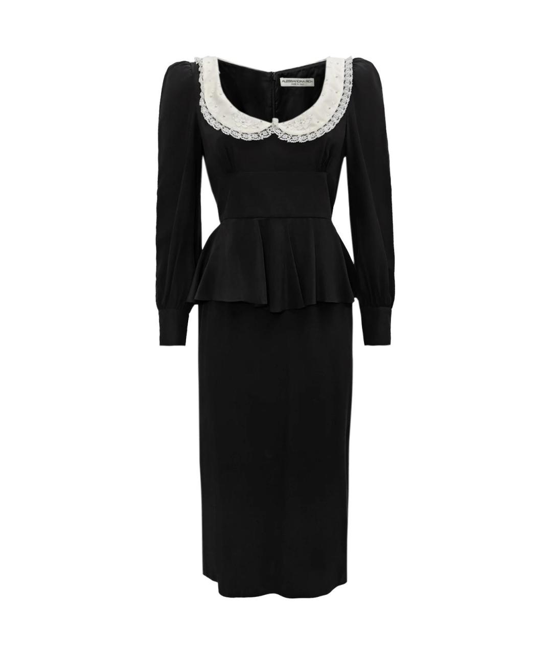 ALESSANDRA RICH Черное шелковое повседневное платье, фото 1