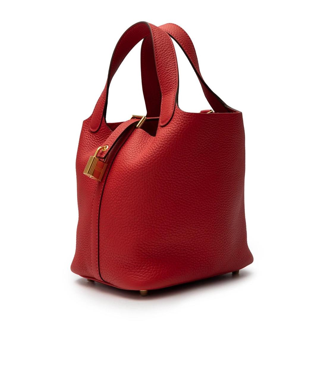 HERMES Красная кожаная сумка с короткими ручками, фото 2