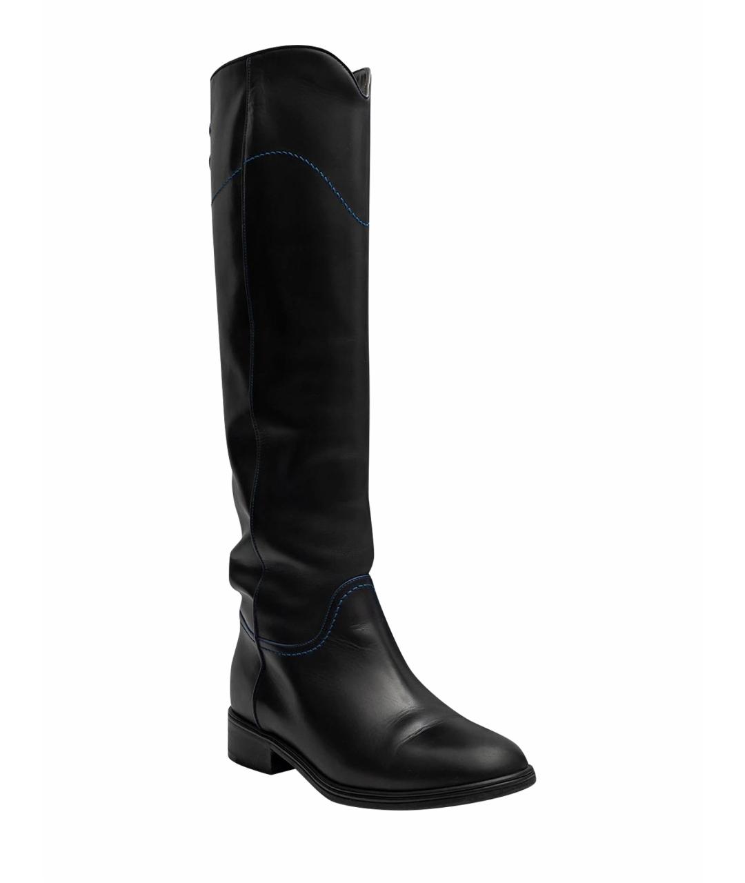 CHANEL Черные кожаные сапоги, фото 1