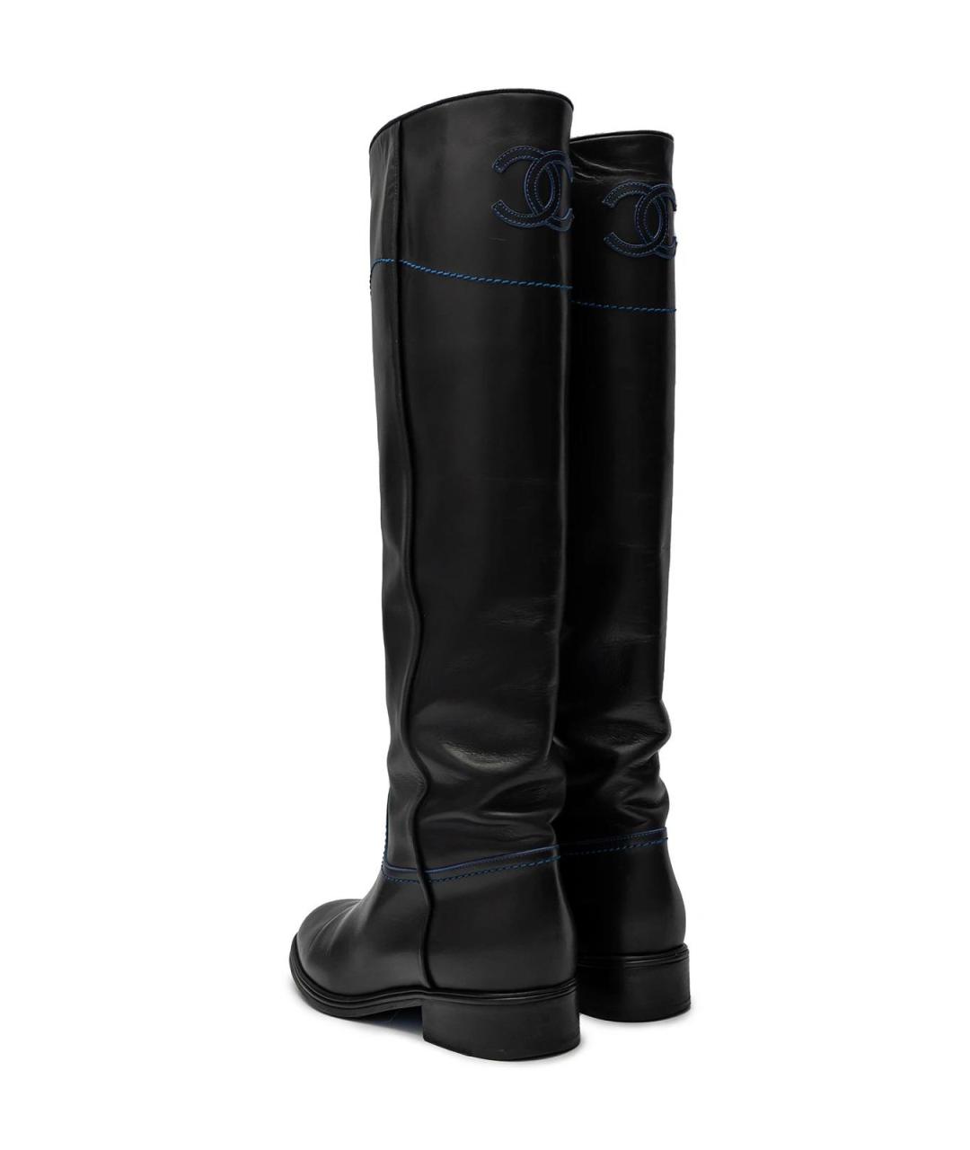 CHANEL Черные кожаные сапоги, фото 3
