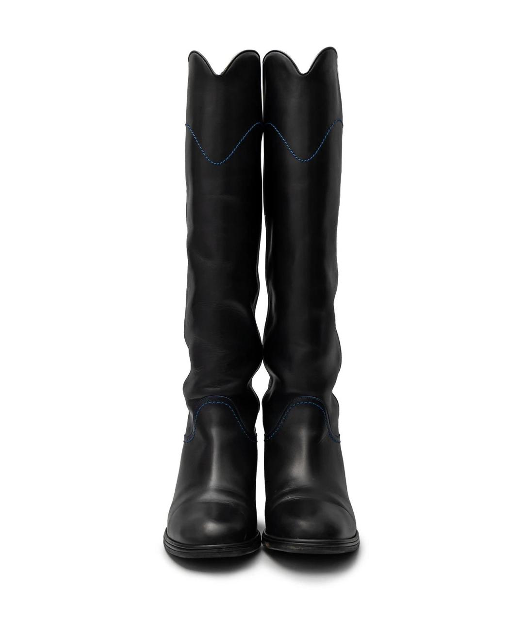 CHANEL Черные кожаные сапоги, фото 4