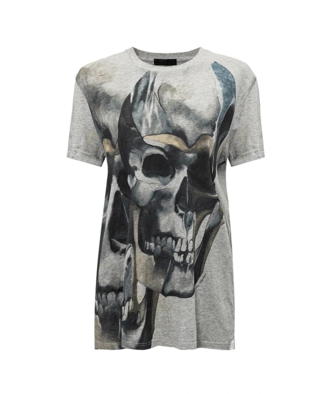 ALEXANDER MCQUEEN Серая хлопковая футболка, фото 1