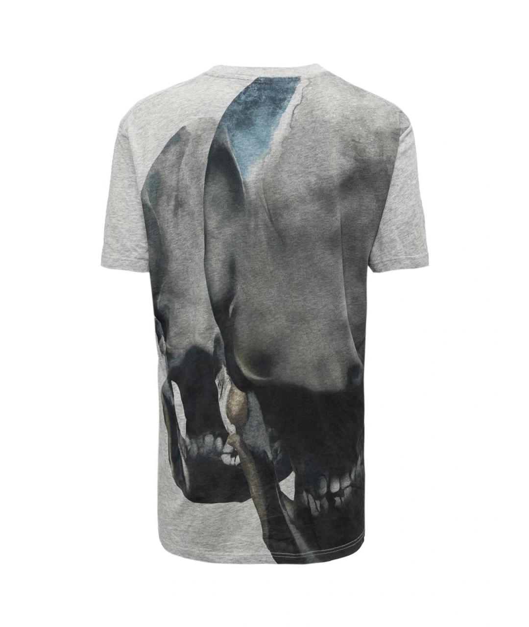 ALEXANDER MCQUEEN Серая хлопковая футболка, фото 2