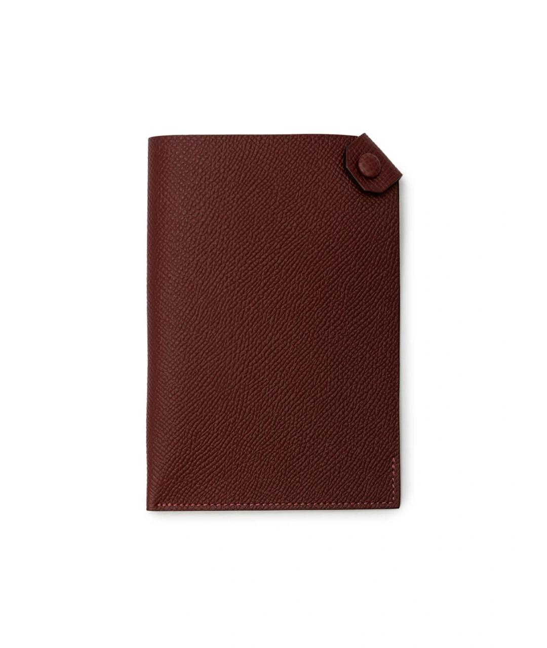 HERMES Бордовая кожаная юбка миди, фото 5