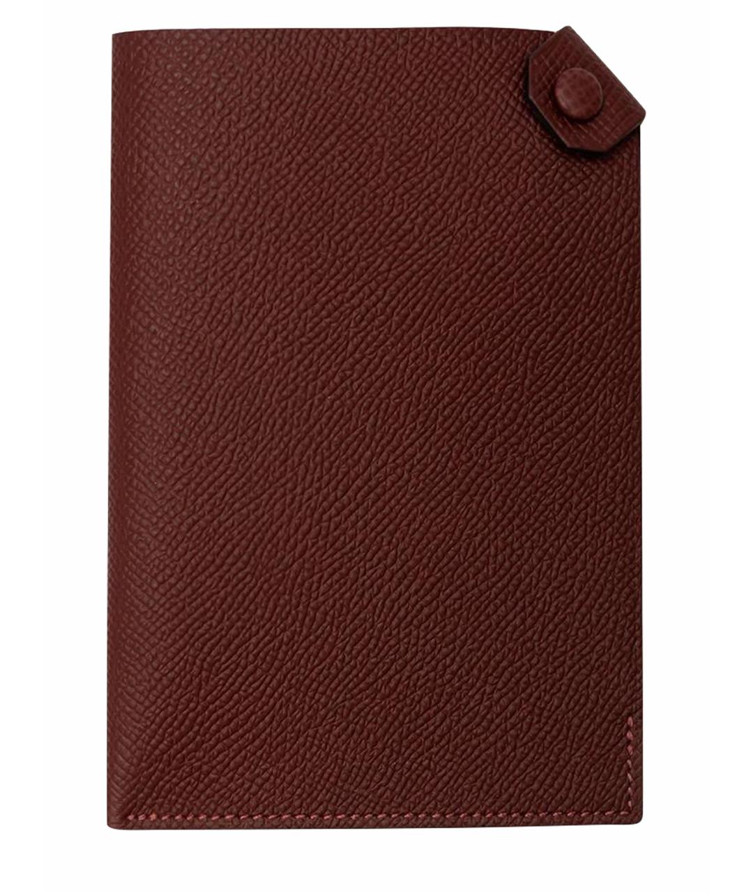 HERMES Бордовая кожаная юбка миди, фото 1