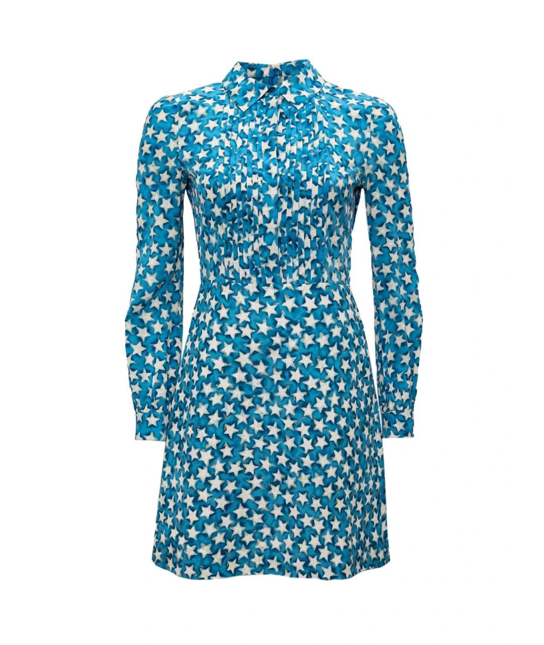 VALENTINO Голубое шелковое повседневное платье, фото 1