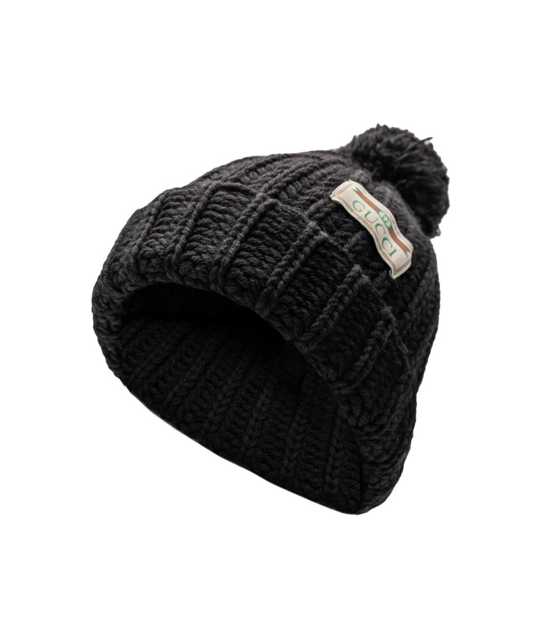 GUCCI Черная шерстяная шапка, фото 1