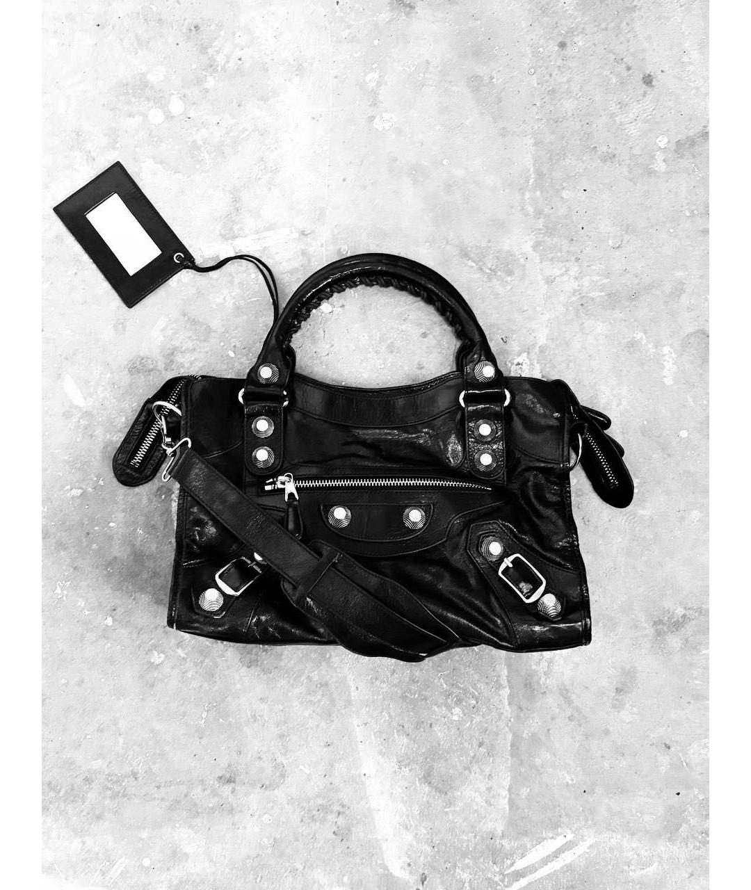 BALENCIAGA Черная кожаная сумка с короткими ручками, фото 8