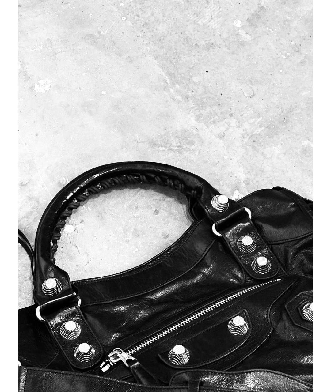 BALENCIAGA Черная кожаная сумка с короткими ручками, фото 3
