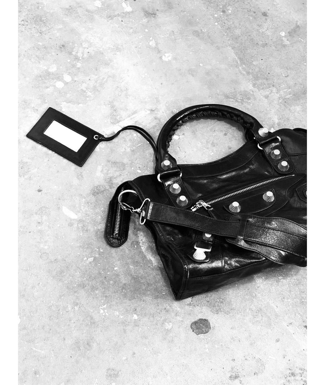 BALENCIAGA Черная кожаная сумка с короткими ручками, фото 4