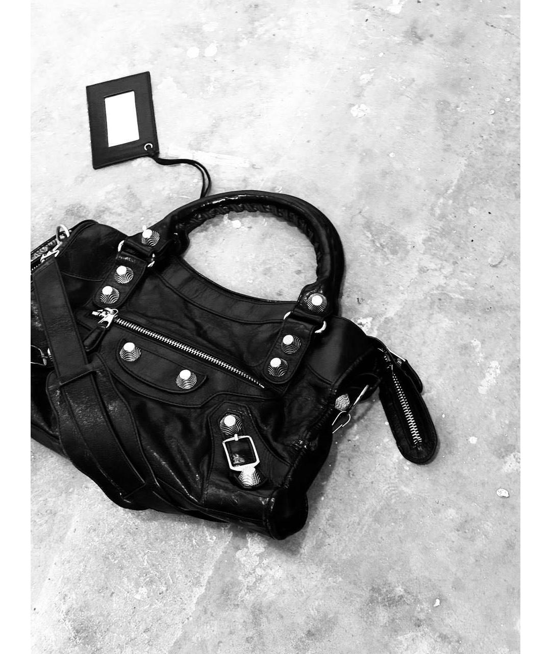 BALENCIAGA Черная кожаная сумка с короткими ручками, фото 2