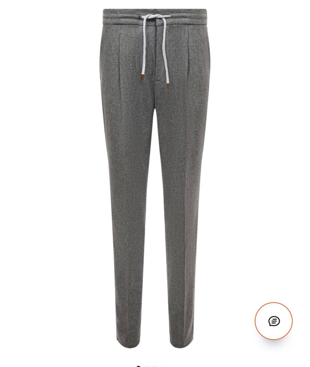 BRUNELLO CUCINELLI Серые шерстяные повседневные брюки, фото 1