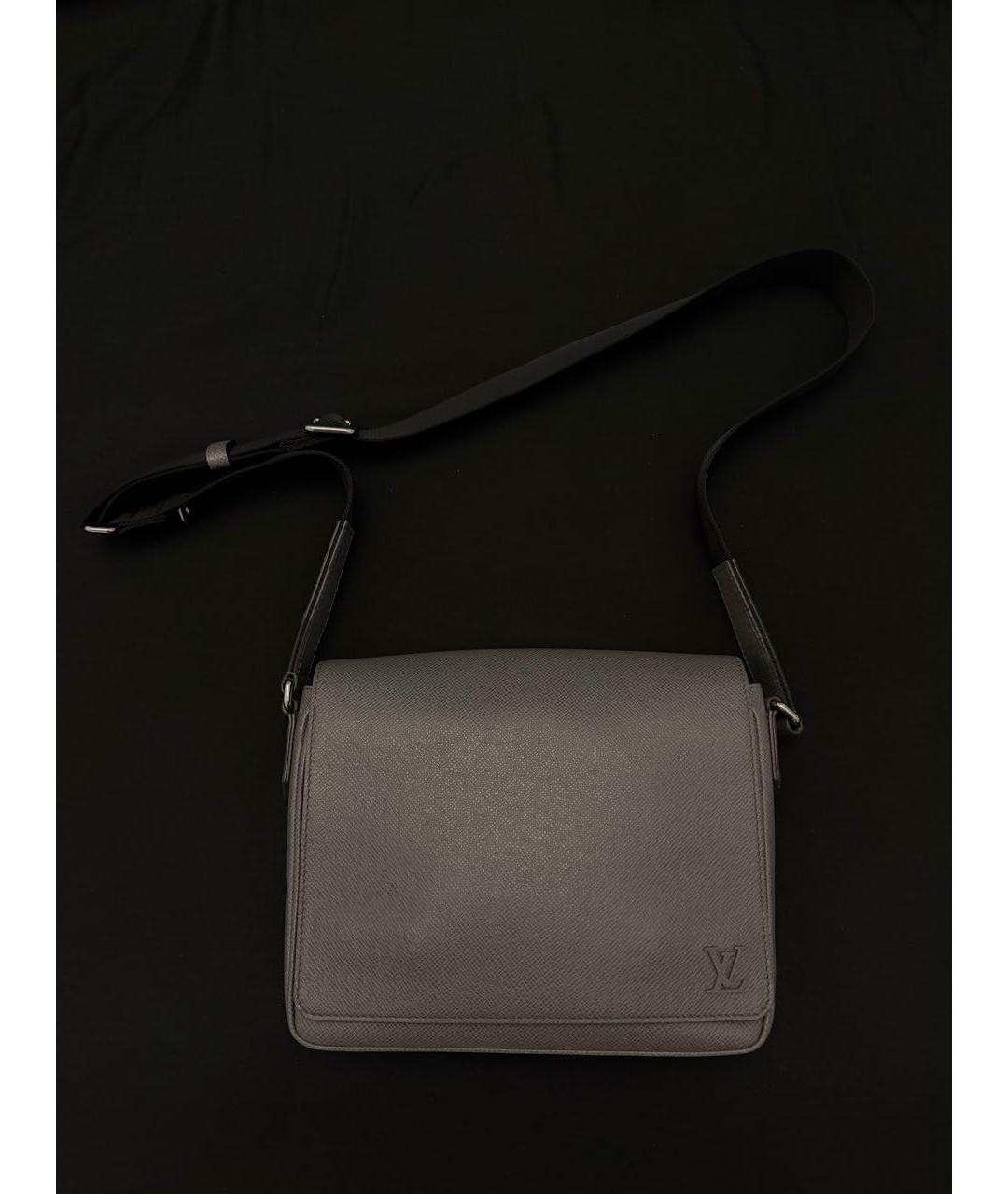 LOUIS VUITTON Серая кожаная сумка на плечо, фото 8