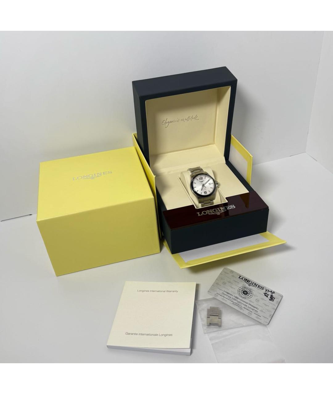 LONGINES Серые стальные часы, фото 4