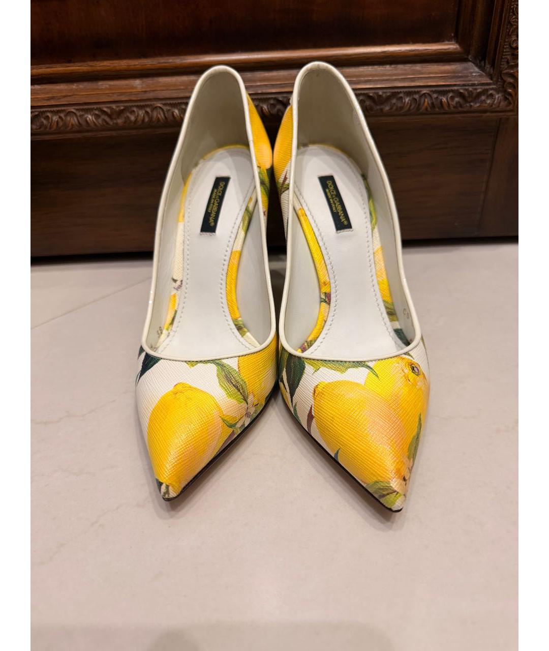 DOLCE&GABBANA Желтые кожаные туфли, фото 2